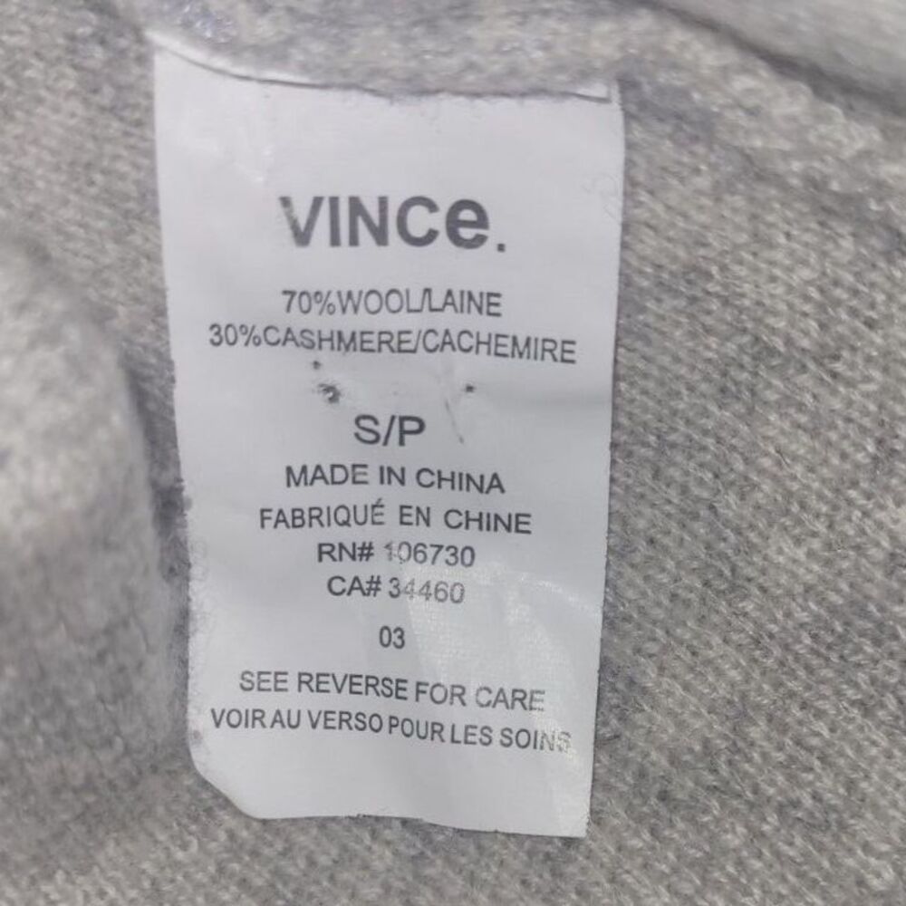 Vince Wool Cashmere Abstract Jacquard Boatneck Sweater Grey Cream S - Picture 5 of 7